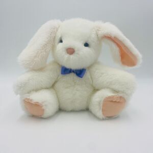 Vintage Hallmark White Soft Bunny Plush Stuffed Animal Purple Bowtie Easter 10"